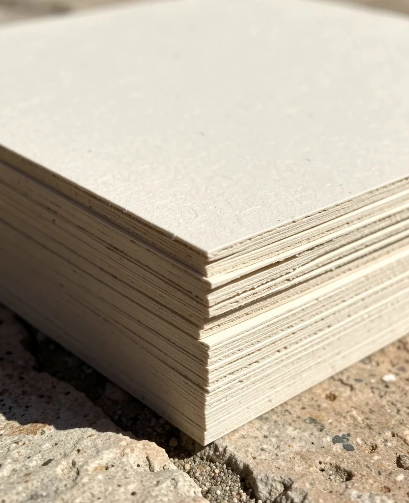 Detalle de papel administrativo con textura de pasta gruesa bajo luz cálida
