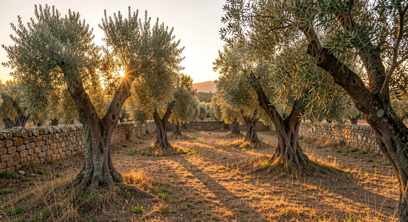 Olivar valenciano al atardecer