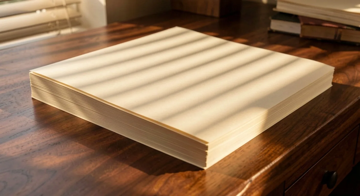 Escritorio de archivo con documentación bajo luz de tarde