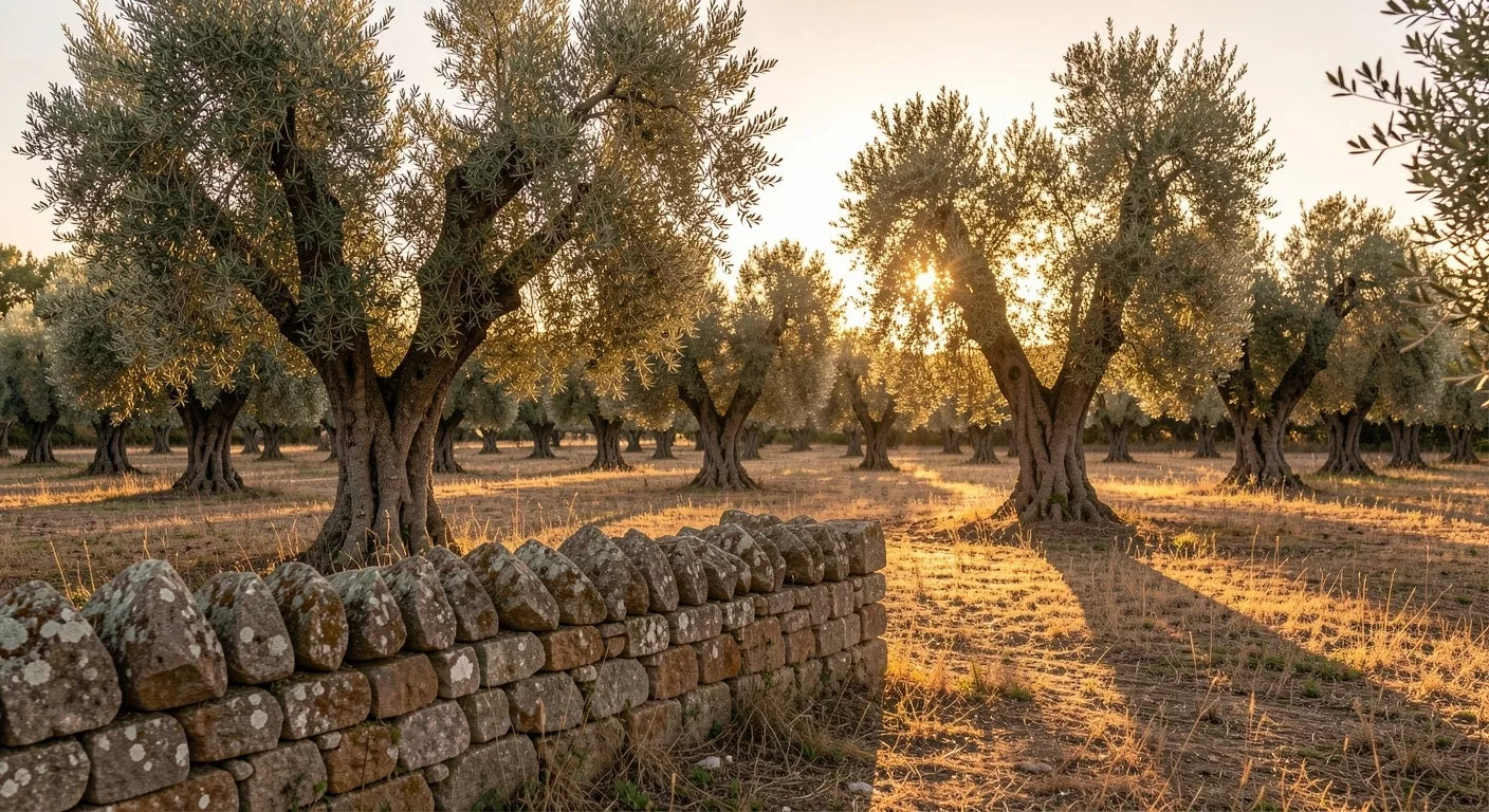 Olivar valenciano al atardecer