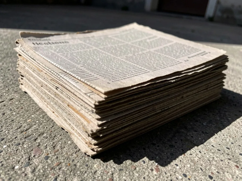 Páginas de periódico sobre superficie de hormigón